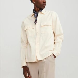 NWT JACK & JONES Size M Mens Venice Linen Blend Long Sleeve Overshirt